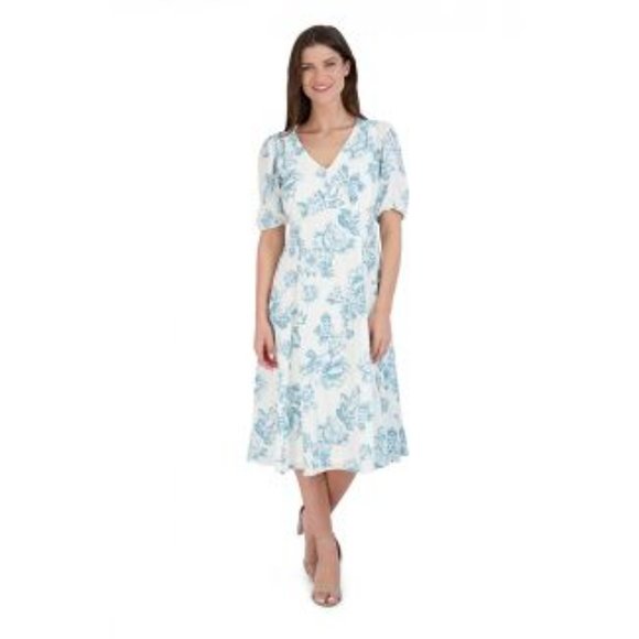 Sandra Darren - Women's V-Neck A-Line Dress - Picture 1 of 3